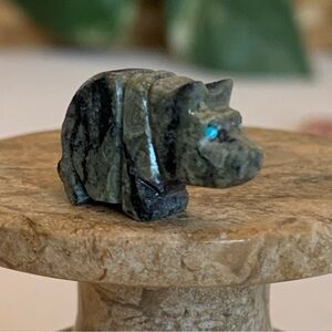 Native American Zuni Style Bear Fetish Bead Stone Carved Mini Sprit Animal .8"